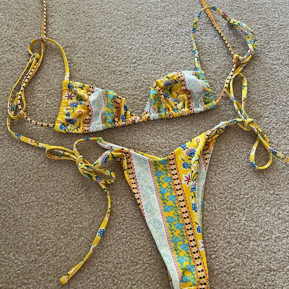 Paisley Yellow Bikini Set - Size S